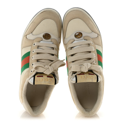 Gucci Nylon Nubuck Web Womens Screener Sneakers 37 Mystic White Dusty Milk 2 of 12