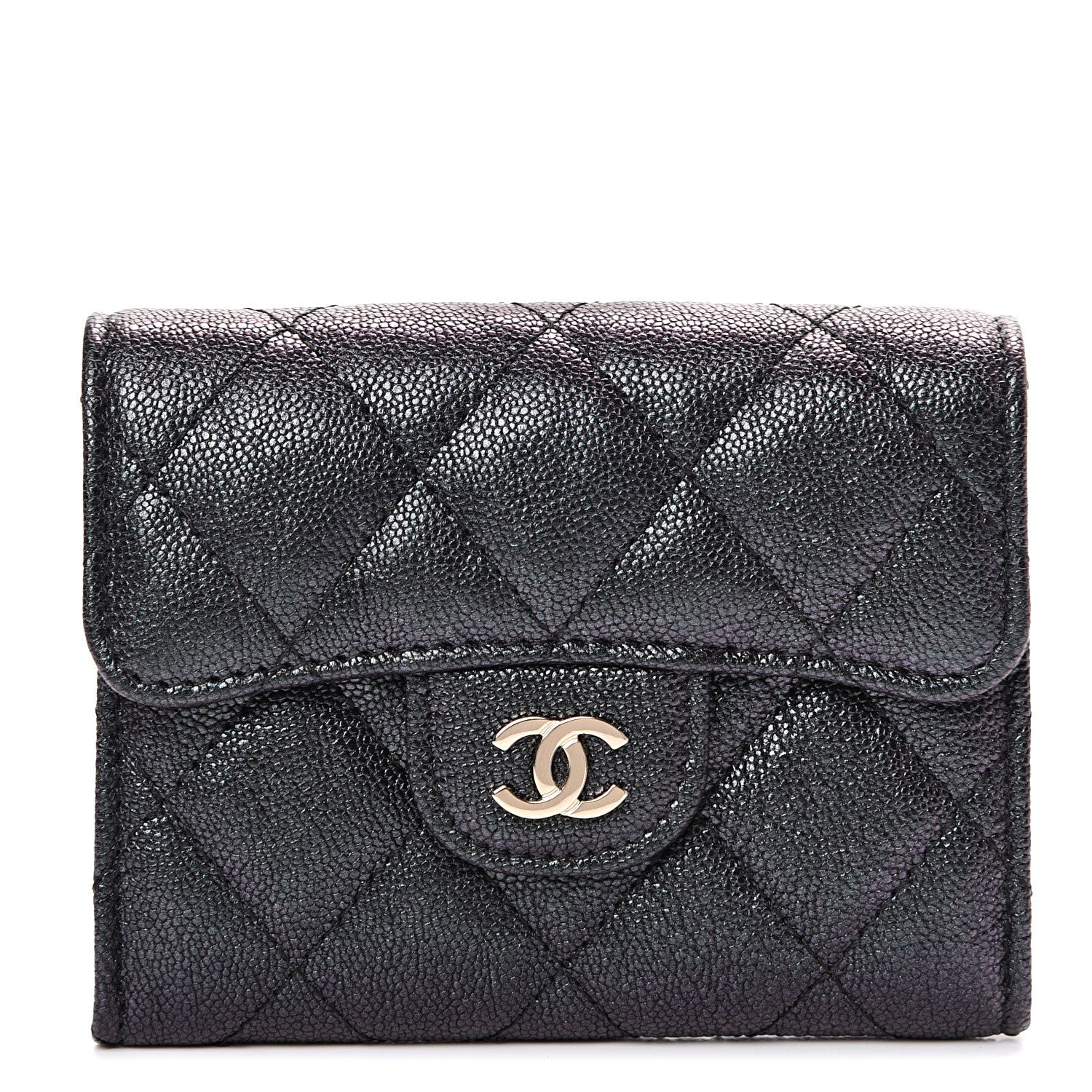 Chanel Iridescent Caviar Quilted Flap Card Holder Wallet Black 1 of 8
