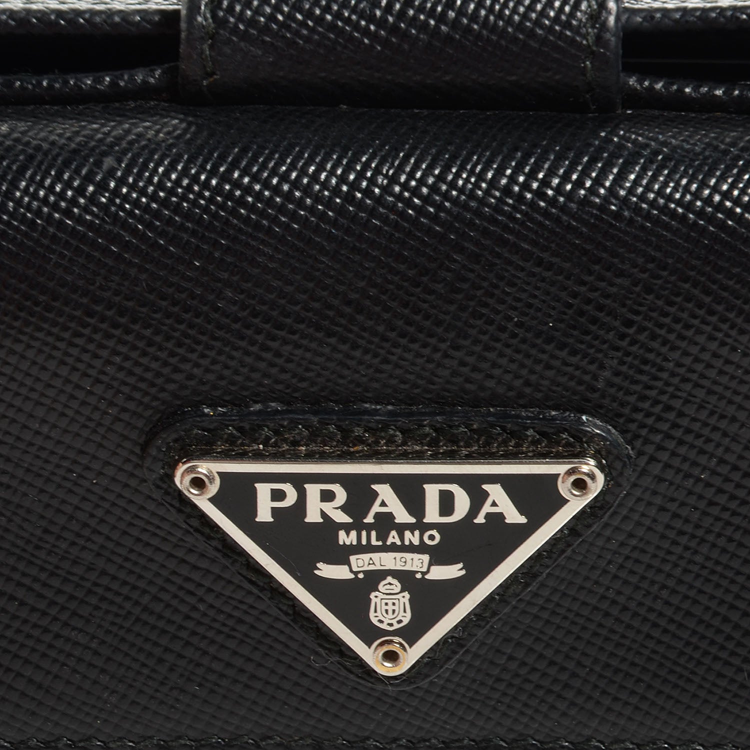 Prada Saffiano Medium Flap Bi-Fold Wallet Black 5 of 9