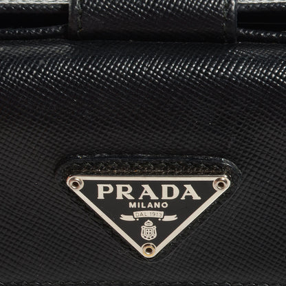 Prada Saffiano Medium Flap Bi-Fold Wallet Black 5 of 9