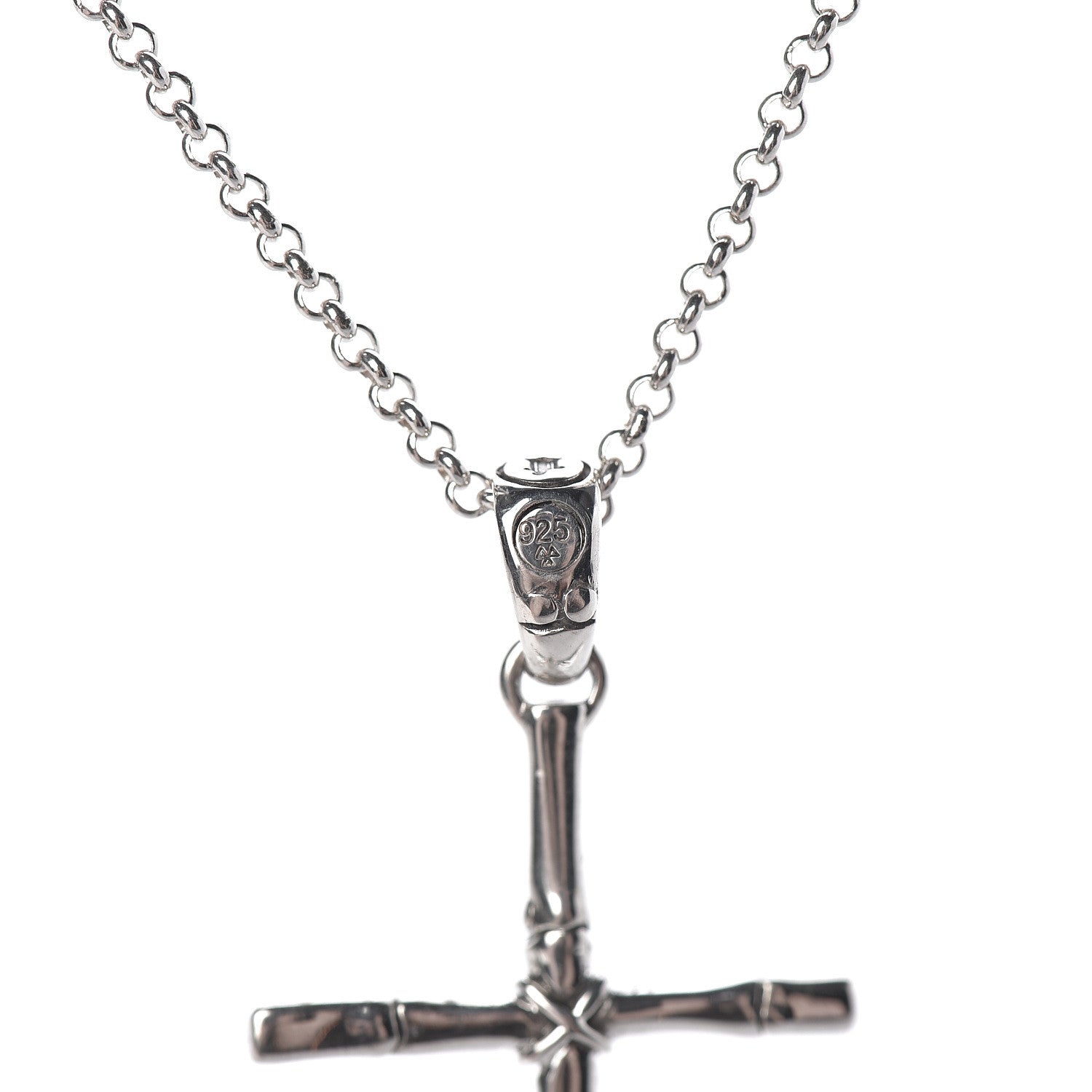John Hardy Sterling Silver Bamboo Cross Pendant Necklace 5 of 8