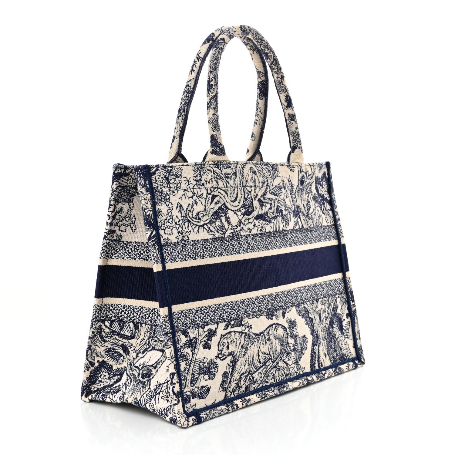Christian Dior Canvas Embroidered Medium Dioriviera Toile De Jouy Book Tote Blue 3 of 12