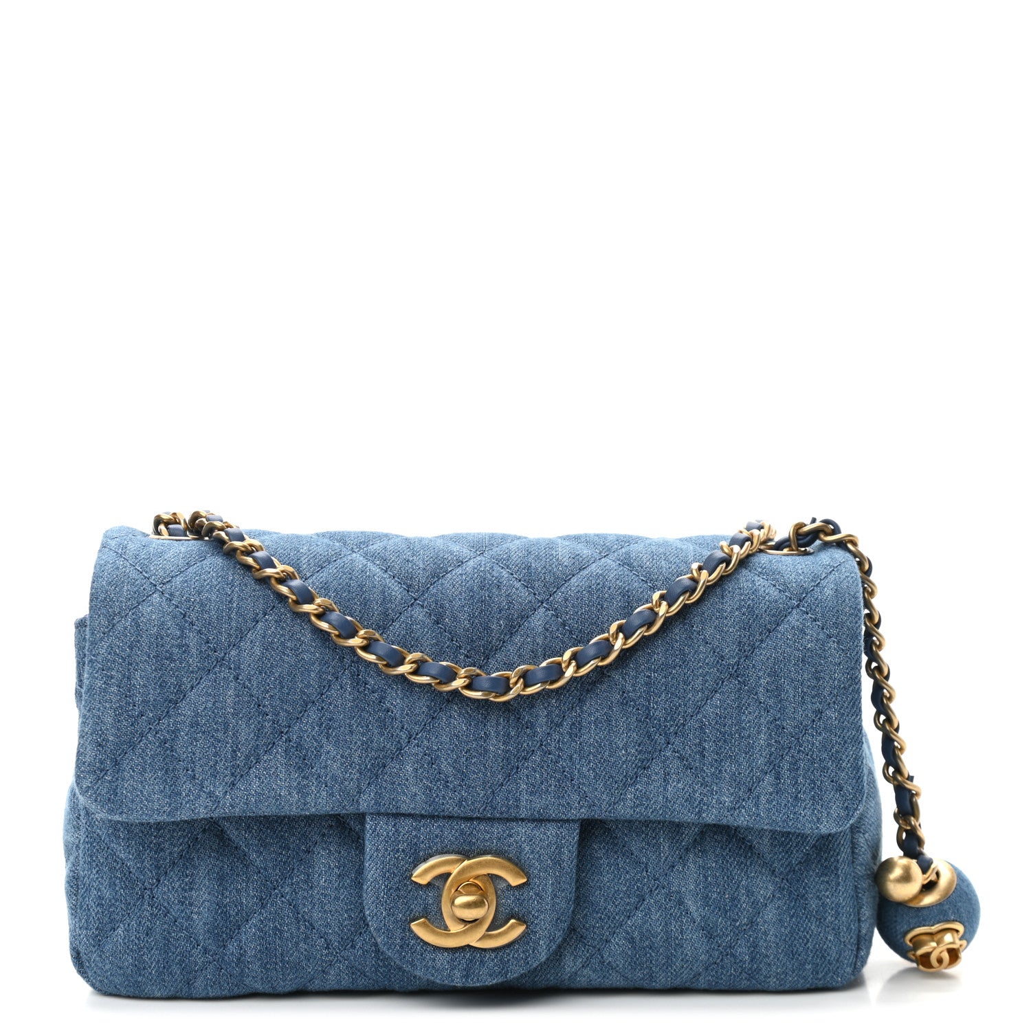 Chanel Denim Quilted Mini Pearl Crush Rectangular Flap Blue 1 of 11