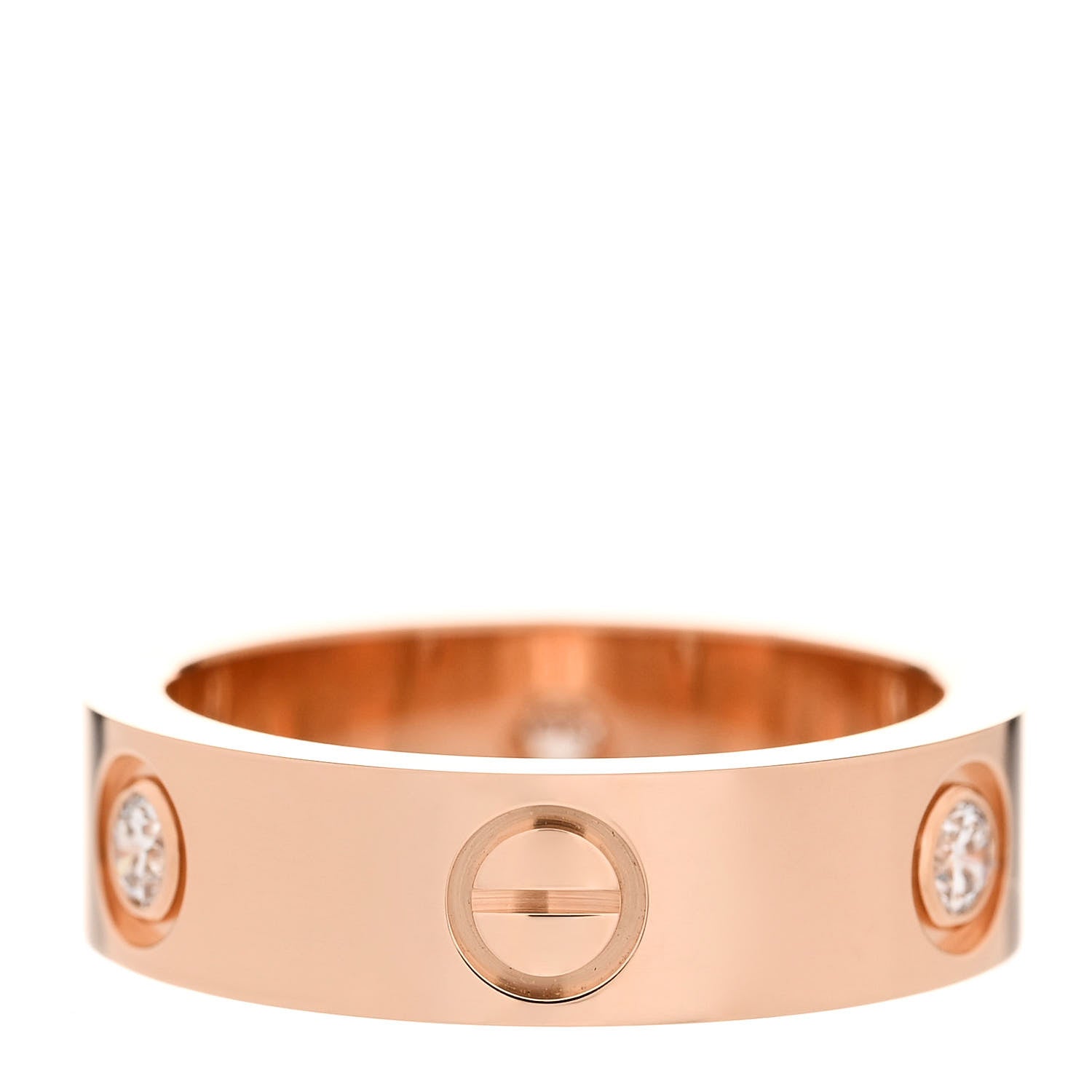 Cartier 18K Pink Gold 3 Diamond 5.5mm LOVE Ring 53 6.5 3 of 5