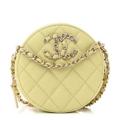 Chanel Caviar Quilted French New Wave Round Clutch With Chain Light Green 1 of 11