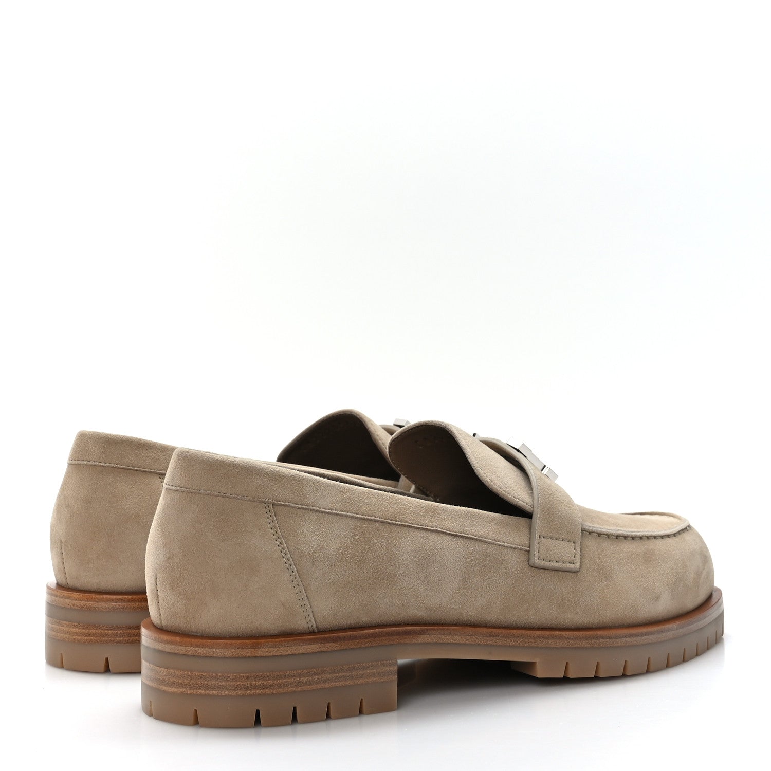 Hermes Suede Goatskin Womens Faubourg Loafers 40 Beige Argile 4 of 8