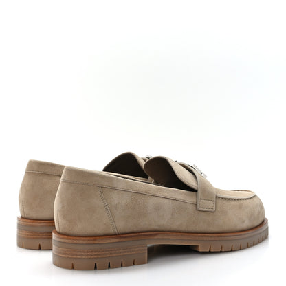 Hermes Suede Goatskin Womens Faubourg Loafers 40 Beige Argile 4 of 8