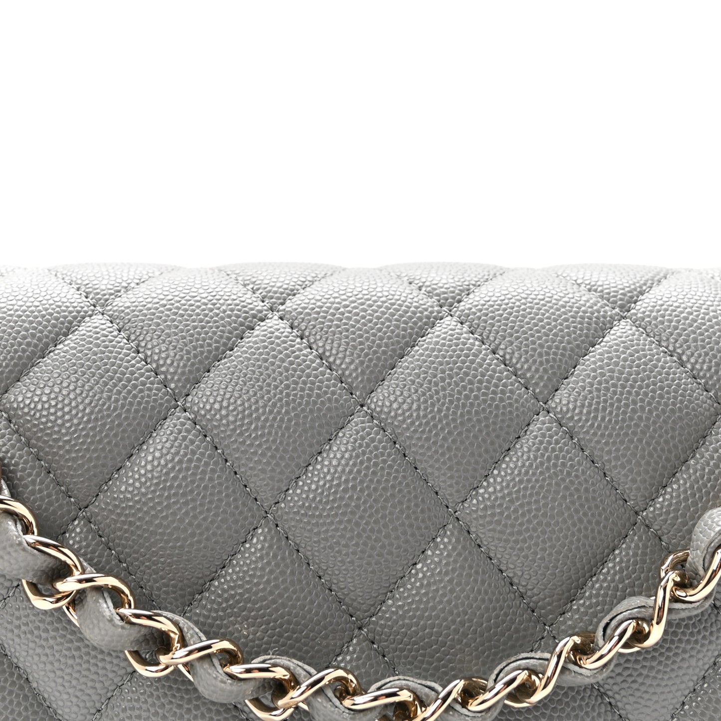 Caviar Quilted Medium Double Flap Grey