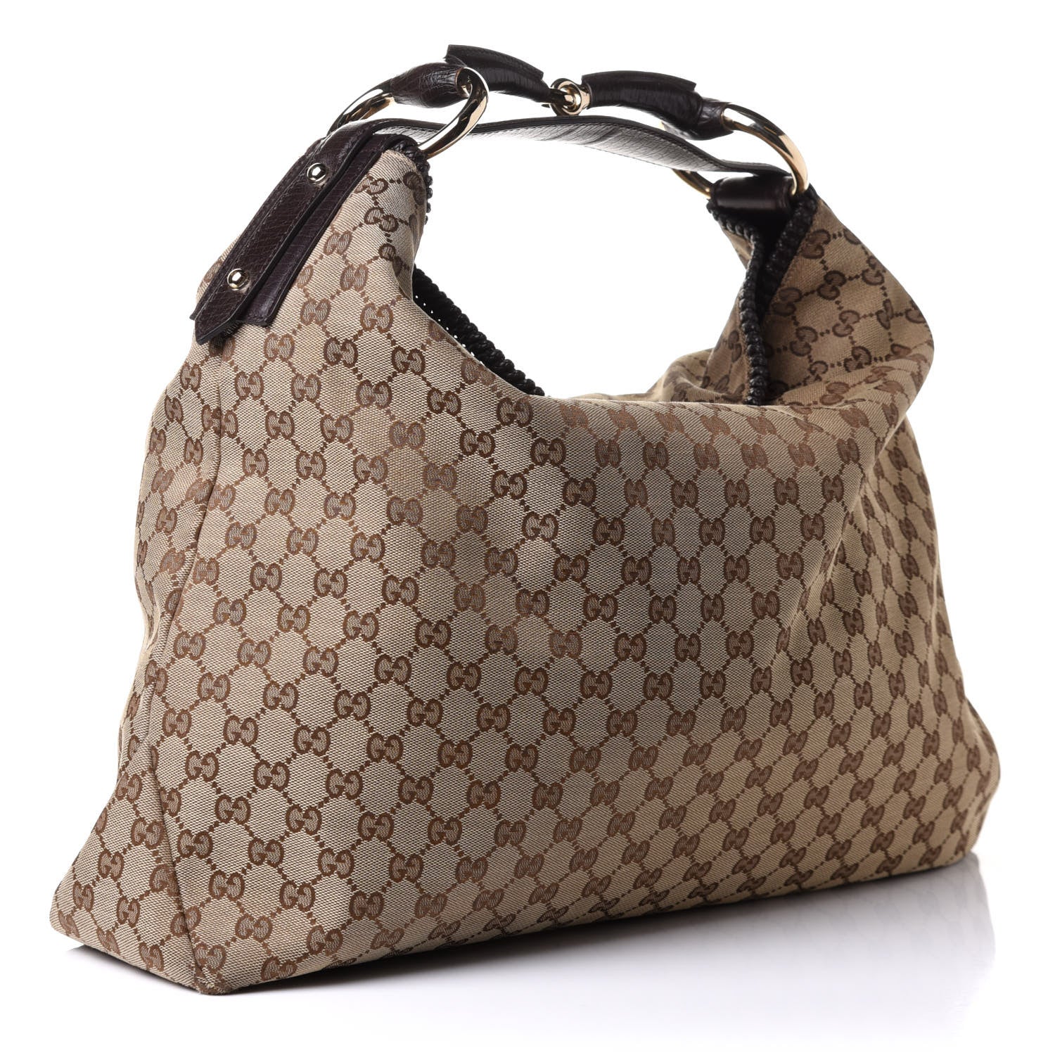 Gucci Monogram Large Horsebit Chain Hobo Dark Brown 3 of 12