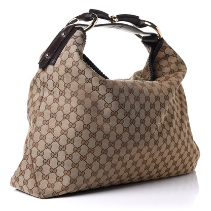 Gucci Monogram Large Horsebit Chain Hobo Dark Brown 3 of 12