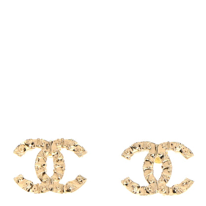 Chanel Metal Textured CC Earrings Gold 1 of 4