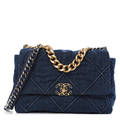 Chanel Denim Quilted Large 19 Flap Blue 1 of 10