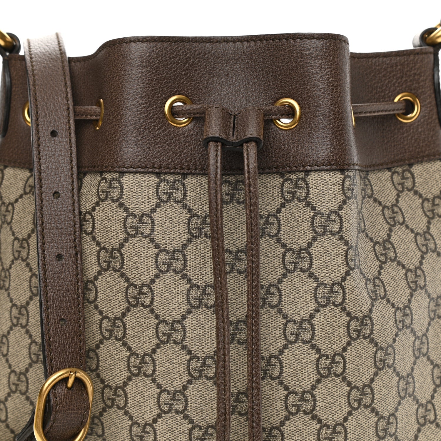 Gucci GG Supreme Monogram Web Ophidia Bucket Bag Brown 8 of 11