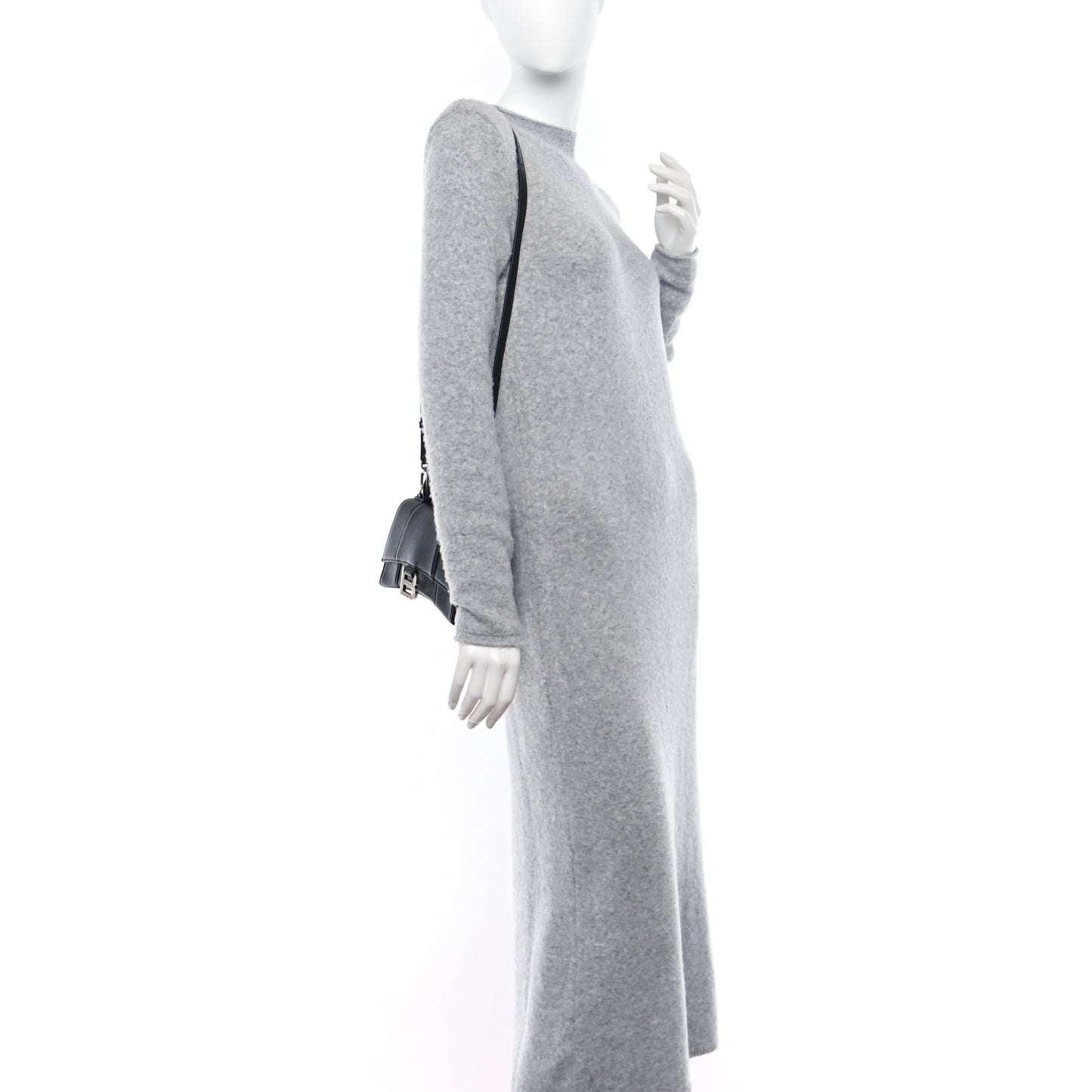 Grained Calfskin Hourglass Top Handle Bag XS Black