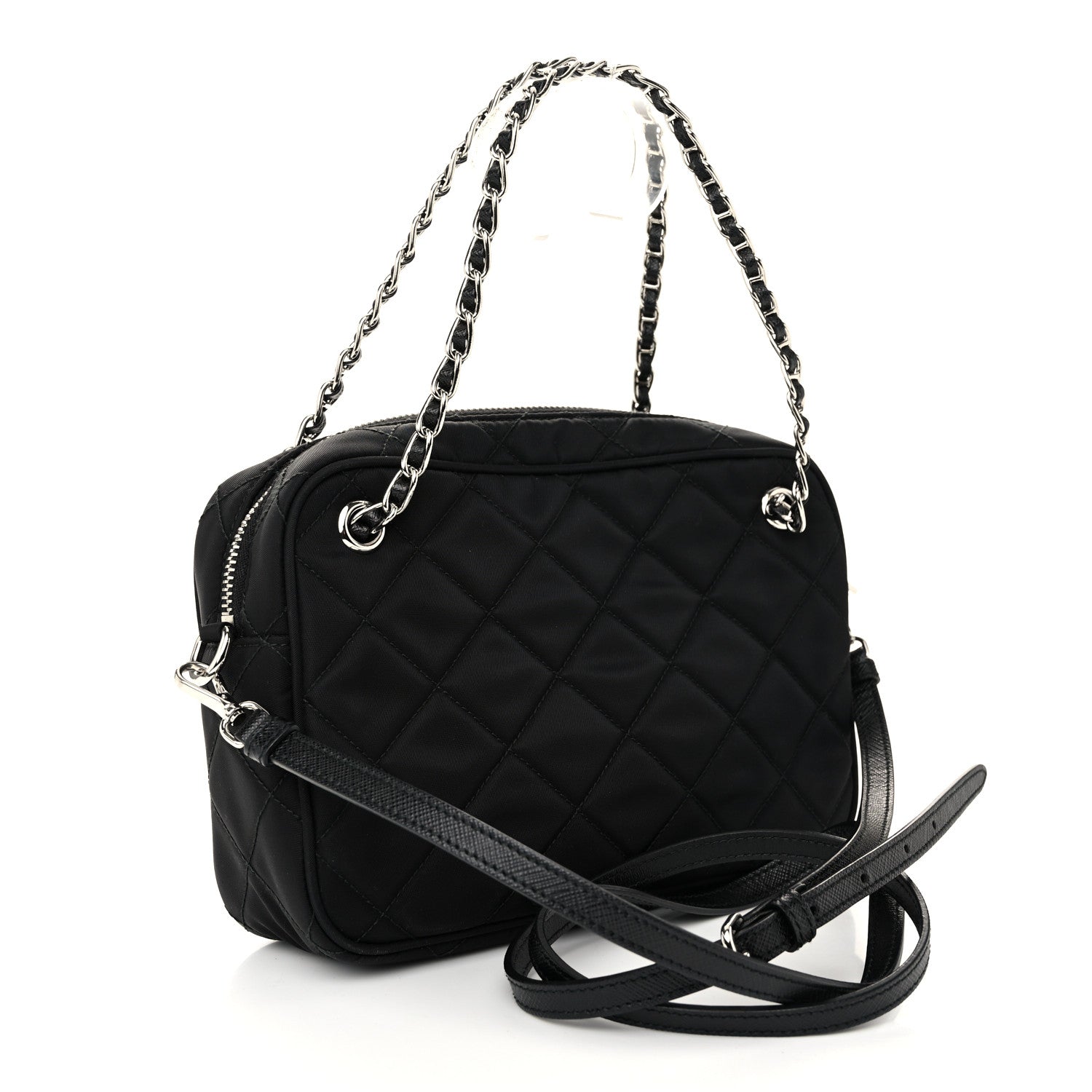 Prada Nylon Tessuto Impuntu Quilted Bandoliera Crossbody Bag Black 3 of 10
