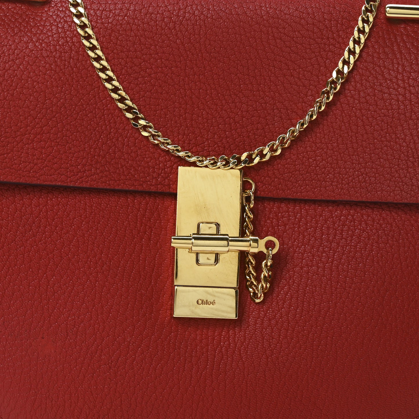 Grained Lambskin Drew Shoulder Bag Plaid Red