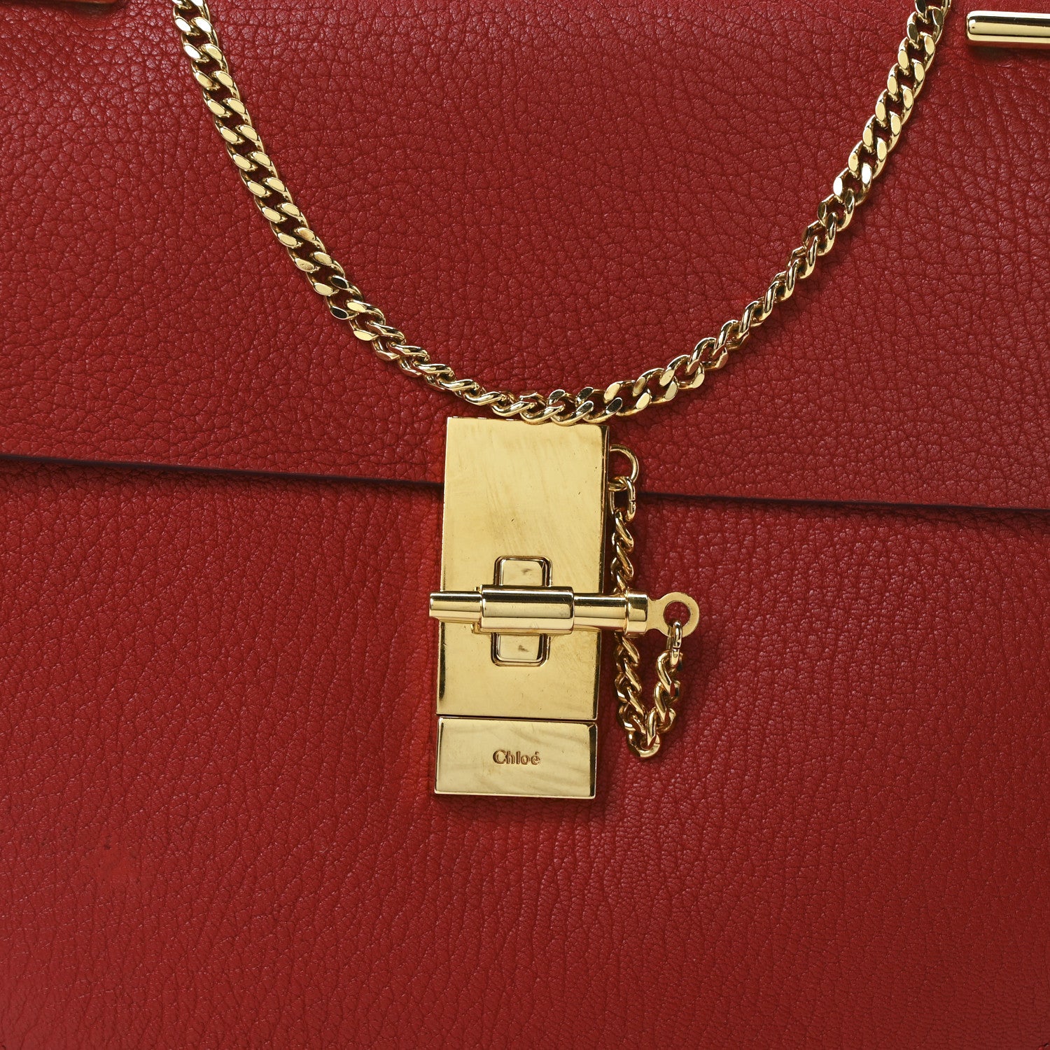 Chloe Grained Lambskin Drew Shoulder Bag Plaid Red 7 of 9