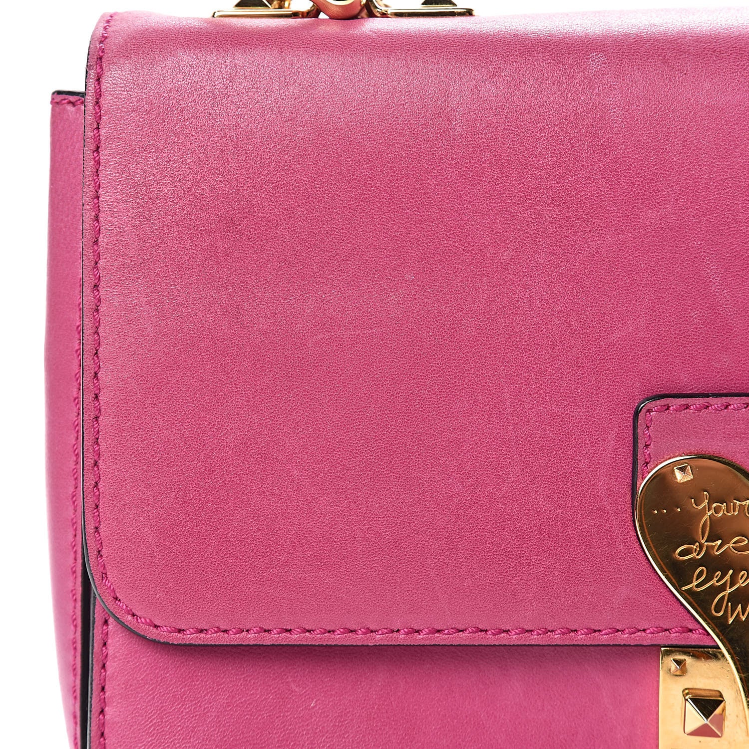 Valentino Garavani Shiny Nappa L'Amour Rockstud Shoulder Bag Fuxia 10 of 17