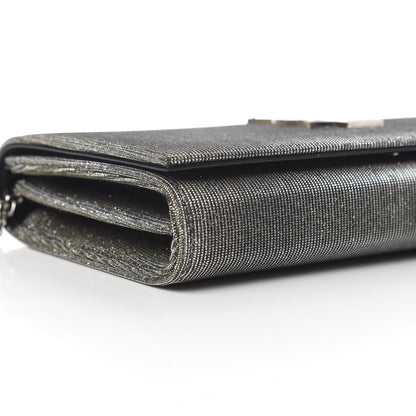 Saint Laurent Metallic Sparkle Fabric Monogram Chain Wallet Anthracite 7 of 10