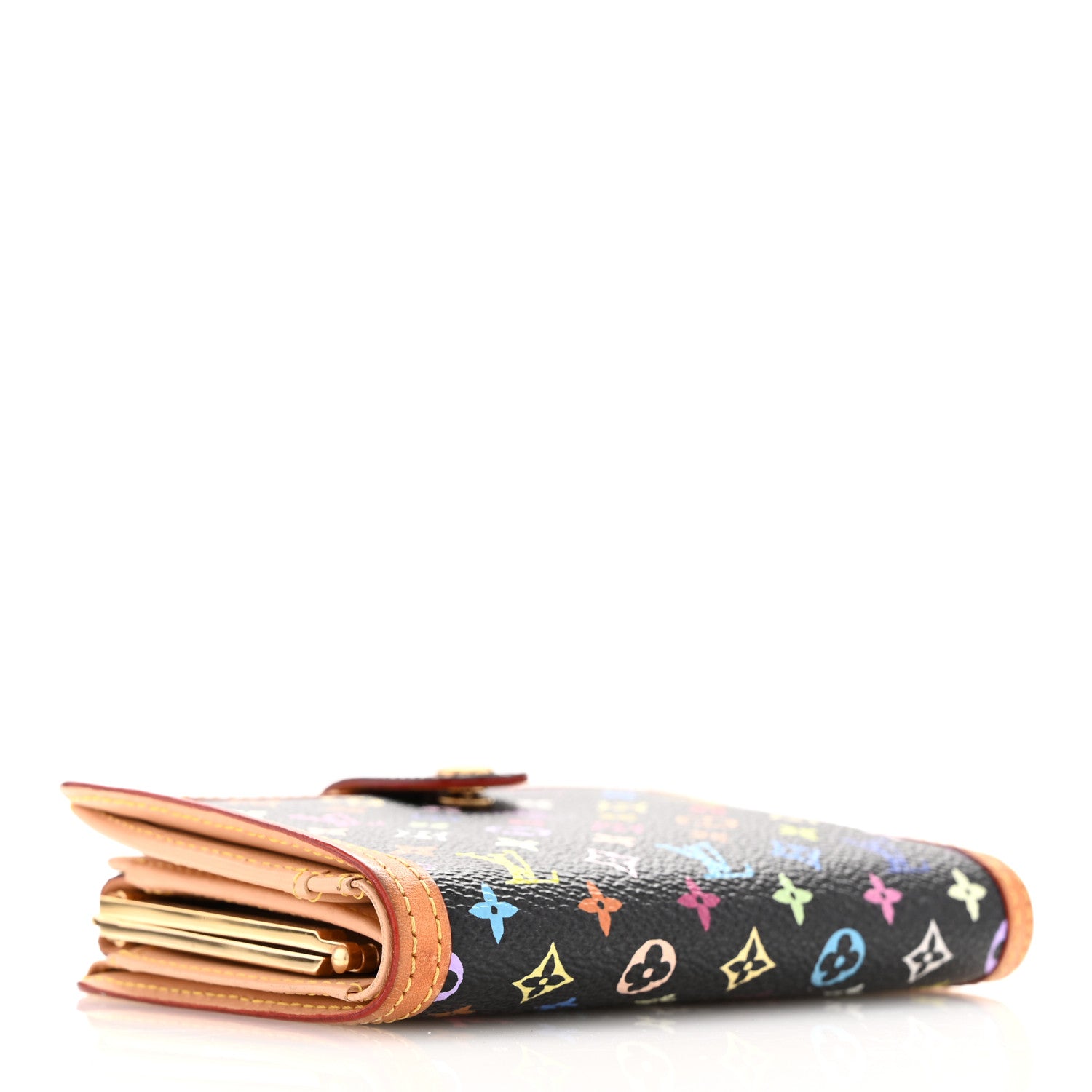 Louis Vuitton Monogram Multicolor French Purse Wallet Black 4 of 11