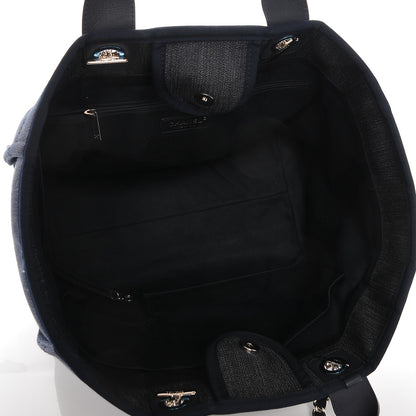 Chanel Canvas Large Deauville Tote Dark Blue 6 of 8