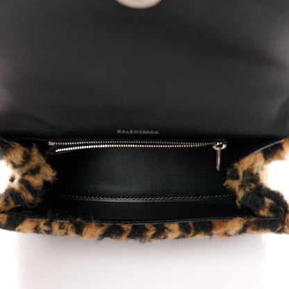 Balenciaga Fleece Leopard Print Small Hourglass Top Handle Bag Brown 5 of 11