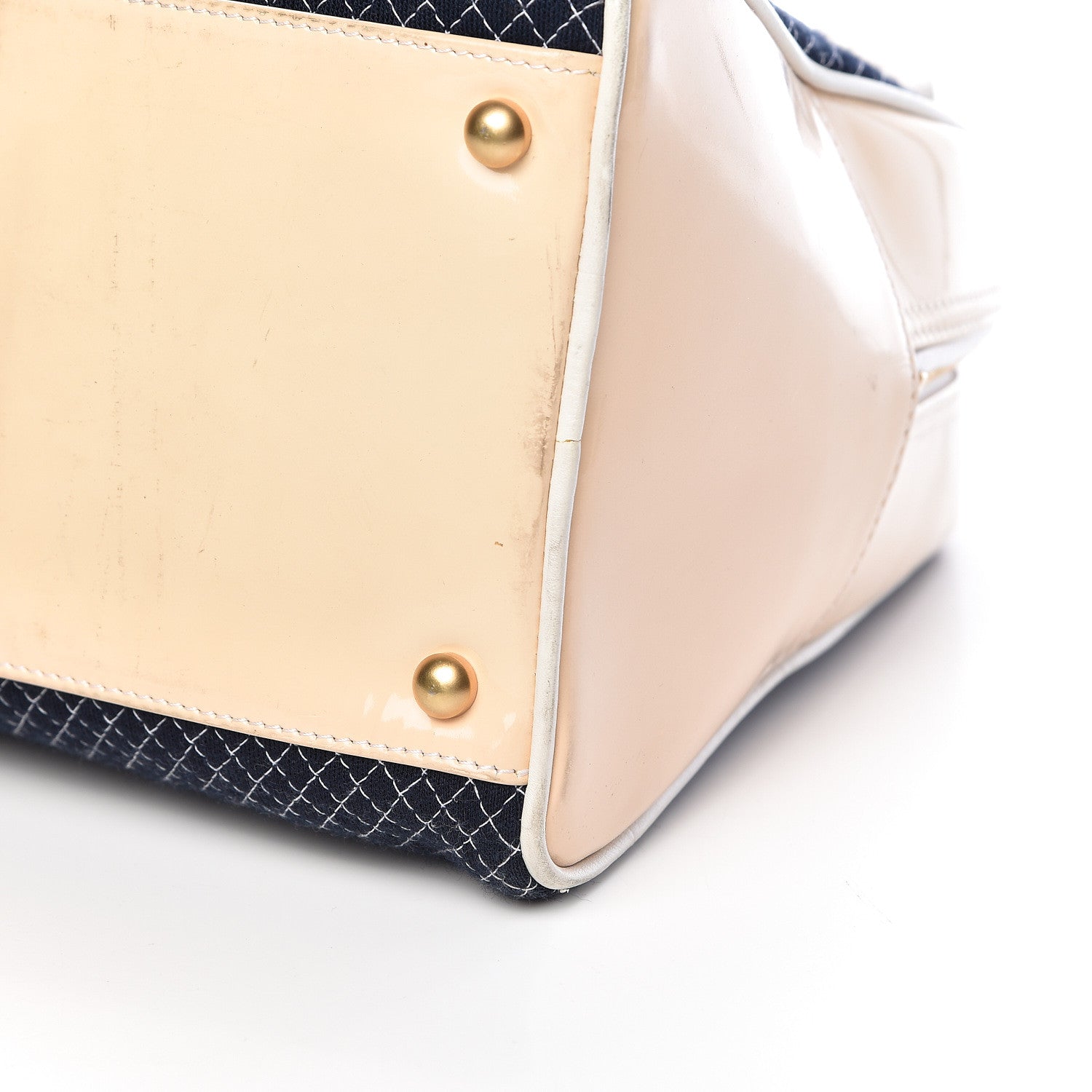 Chanel Patent Jersey Quilted Bowler Navy Blue 17 of 18