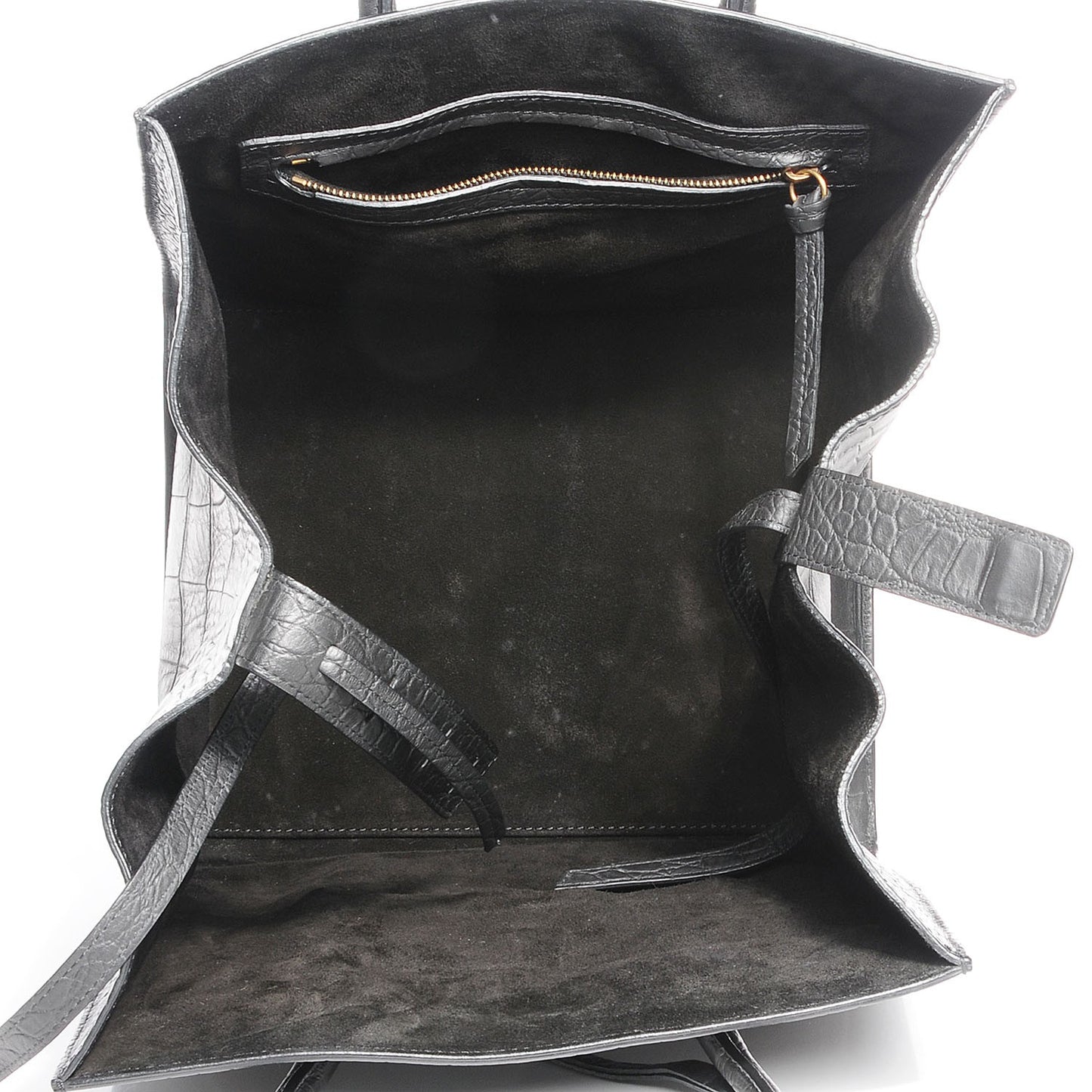 Crocodile Embossed Medium Phantom Luggage Black