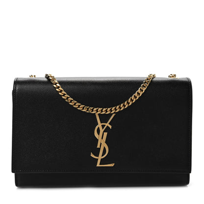 Saint Laurent Grain De Poudre Medium Classic Monogram Kate Satchel Black 1 of 7