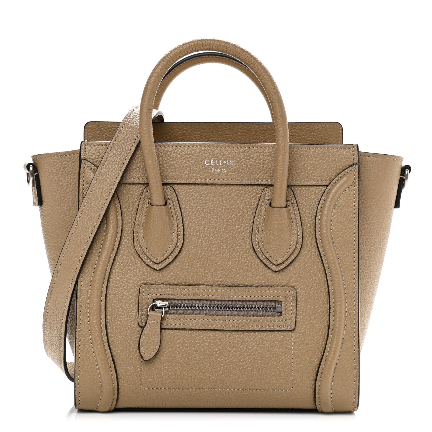 Celine Drummed Calfskin Nano Luggage Dune 1 of 10