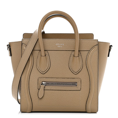 Celine Drummed Calfskin Nano Luggage Dune 1 of 10