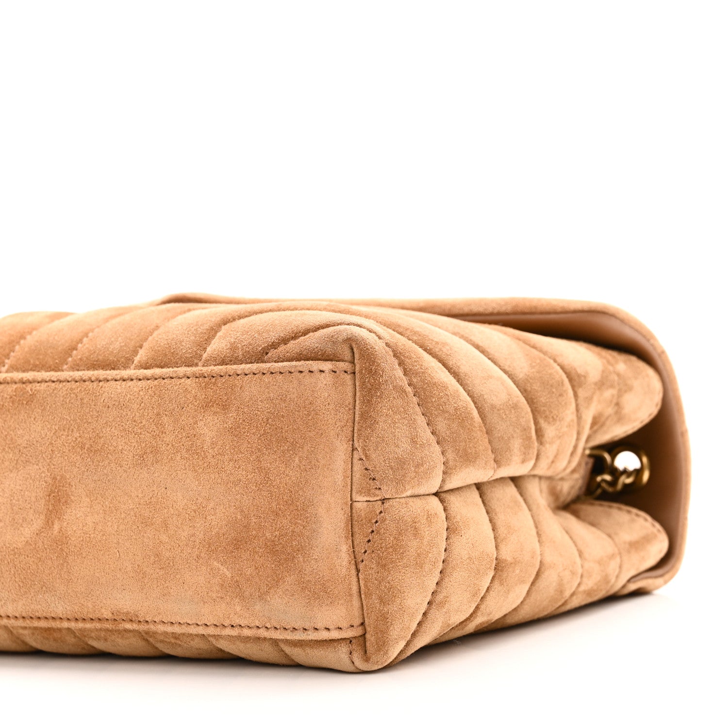 Saint Laurent Suede Calfskin Y Quilted Monogram Small Loulou Chain Satchel Cinnamon 10 of 11
