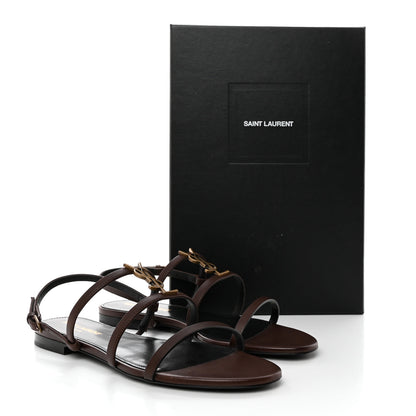 Saint Laurent Calfskin Cassandra Monogram Sandals 38 Moro 13 of 13
