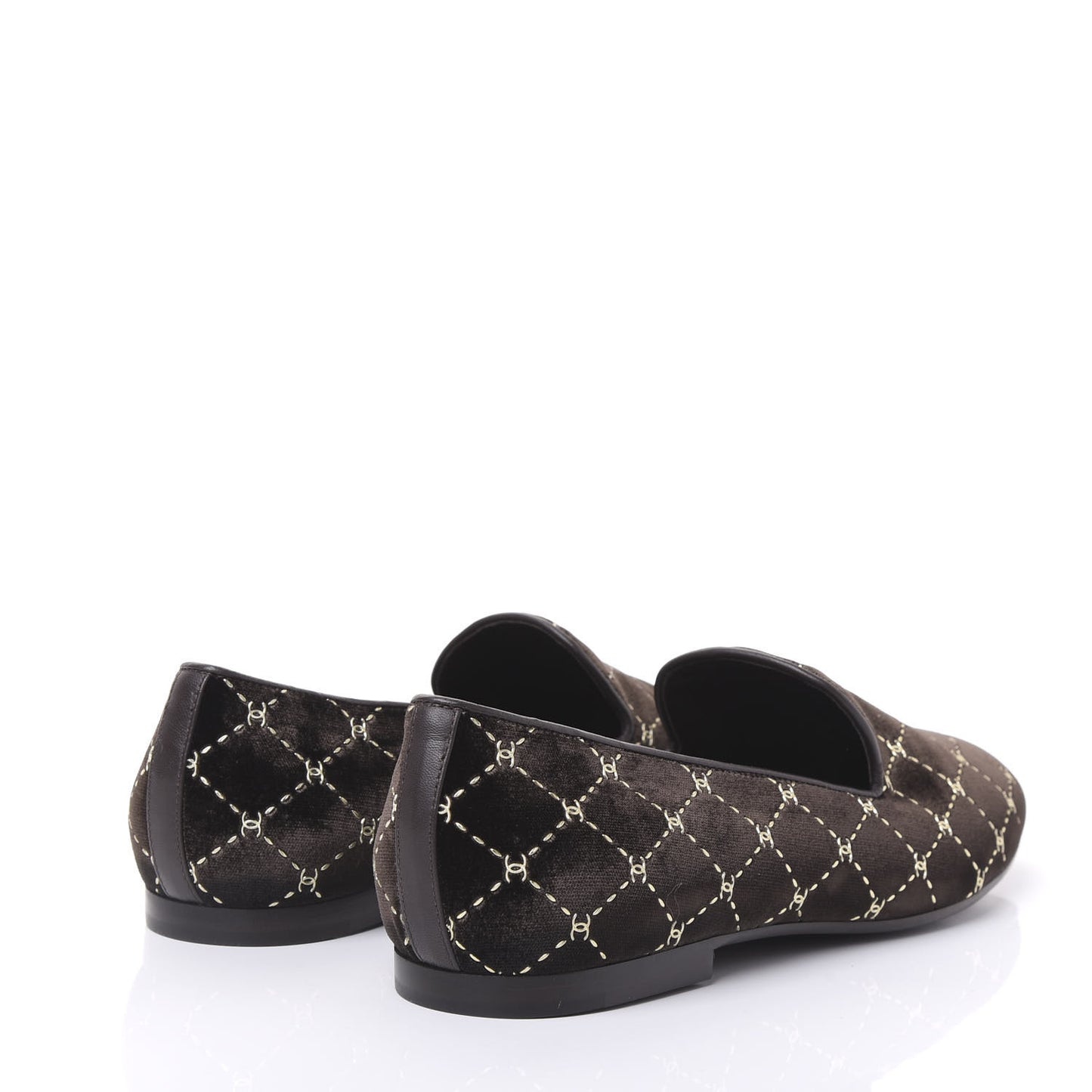 Velvet Moccasin Loafers 42 Brown
