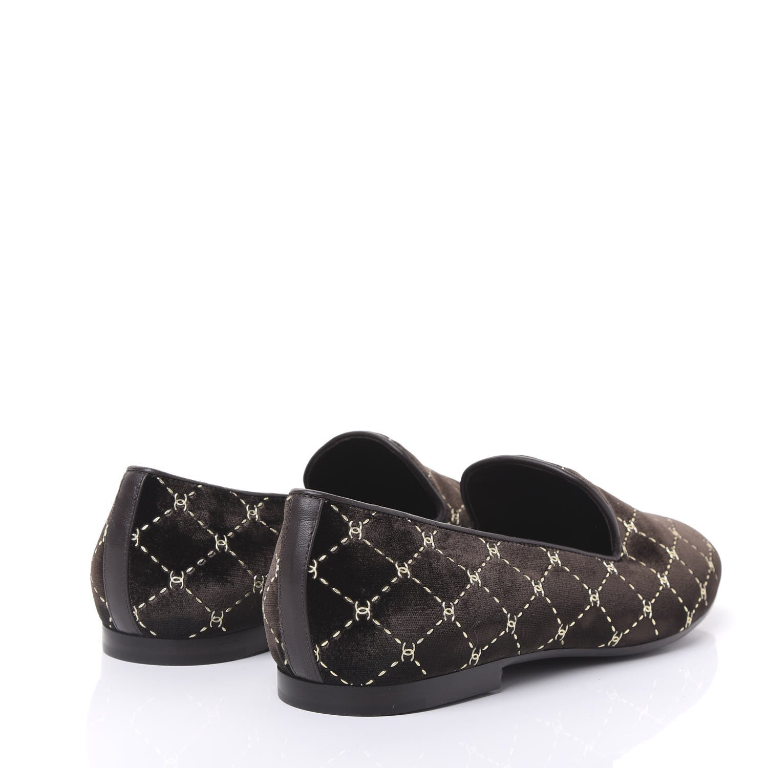 Chanel Velvet Moccasin Loafers 42 Brown 4 of 9