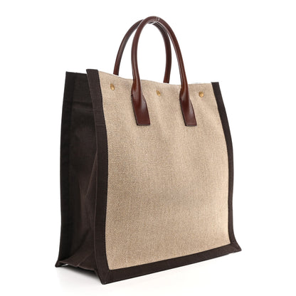 Saint Laurent Linen Calfskin Rive Gauche North South Tote Natural 3 of 10