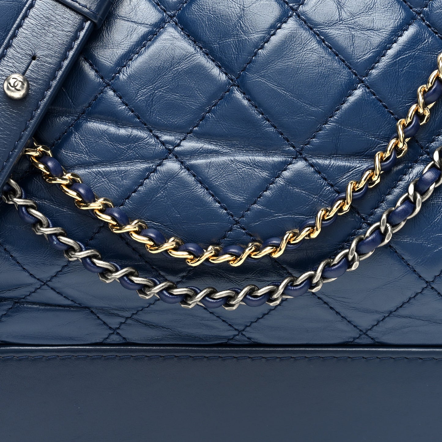 Aged Calfskin Quilted Medium Gabrielle Hobo Blue