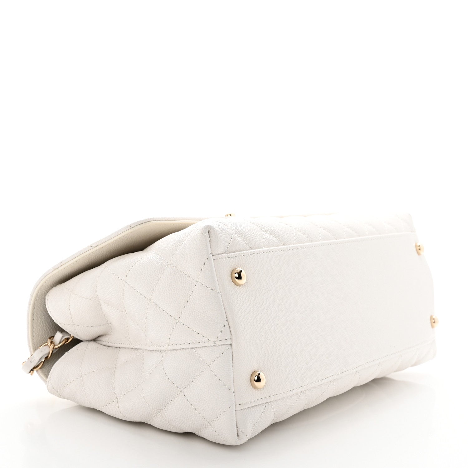 Chanel Caviar Quilted Small Coco Handle Flap White 4 of 11