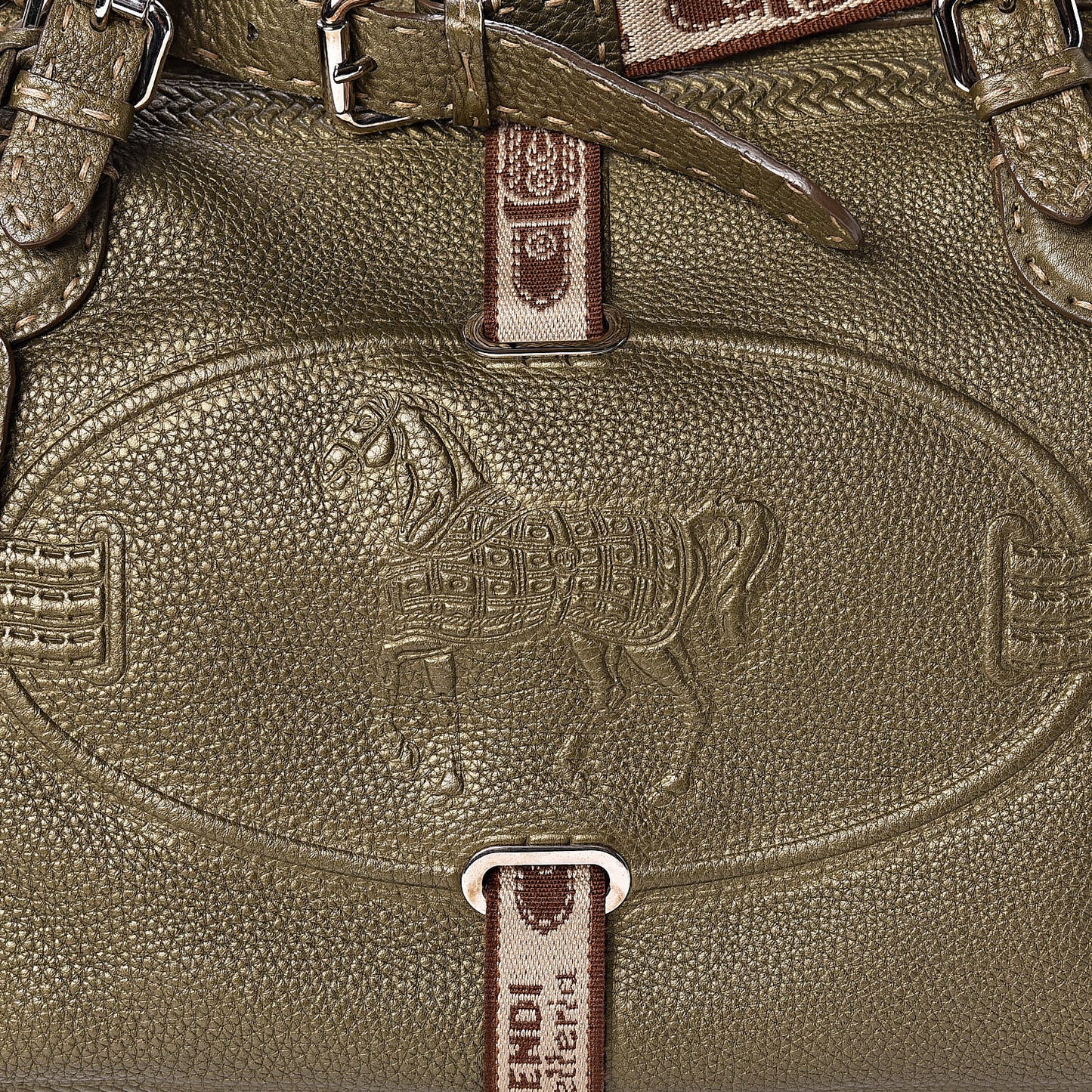 Calfskin Romano Selleria Large Villa Borghese Tote Green