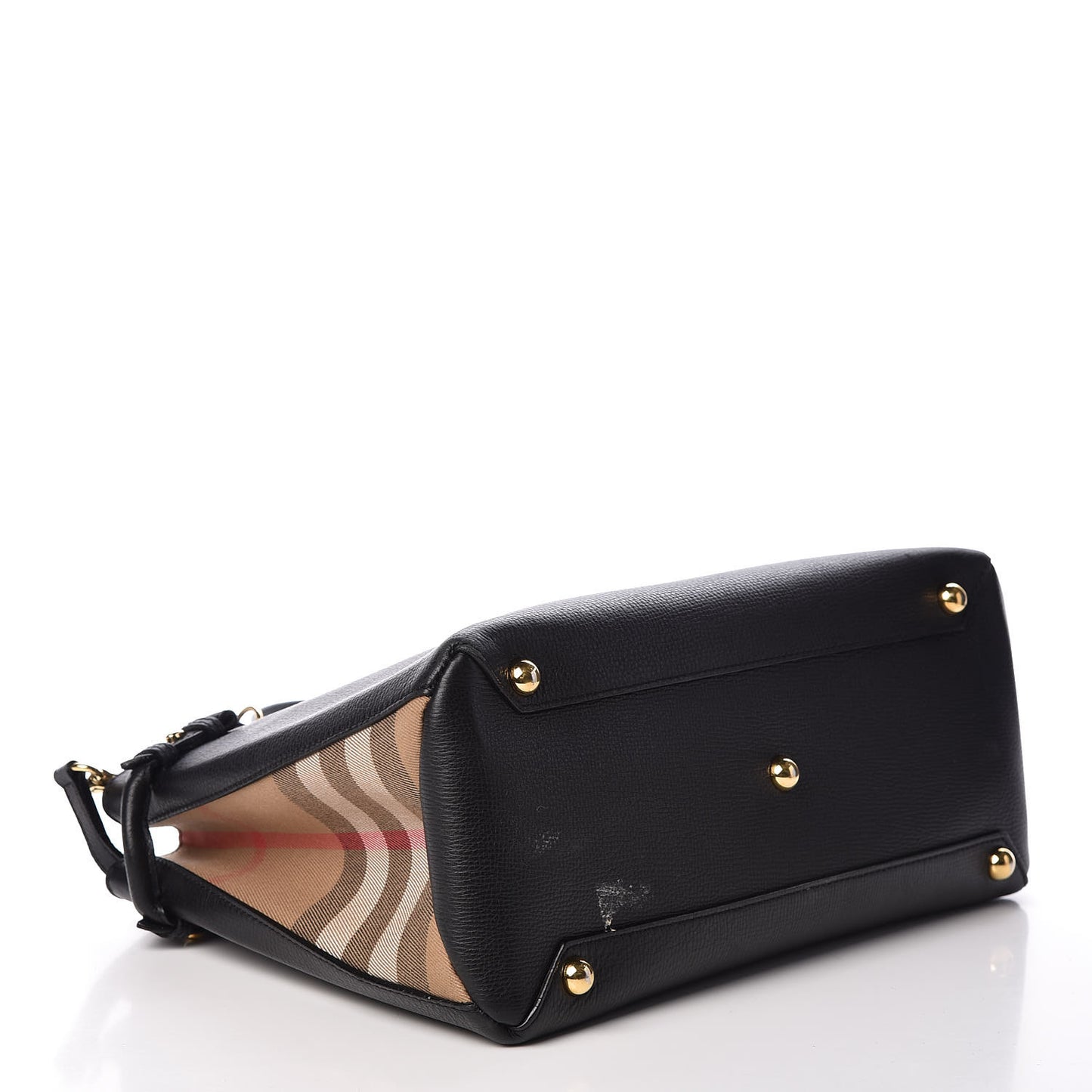 Grainy Calfskin House Check Medium Banner Tote Black
