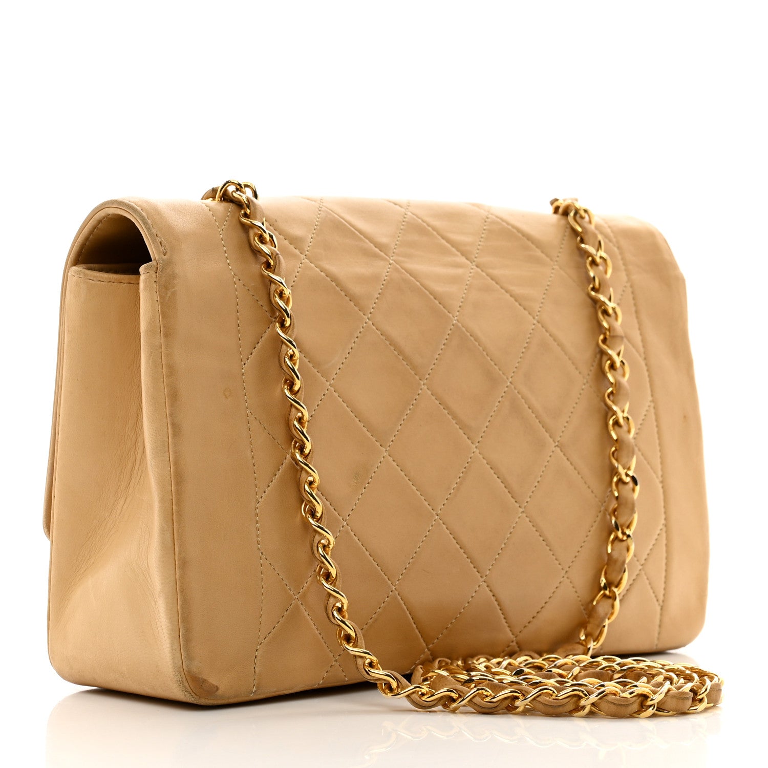 Chanel Lambskin Quilted Medium Single Flap Beige 3 of 16