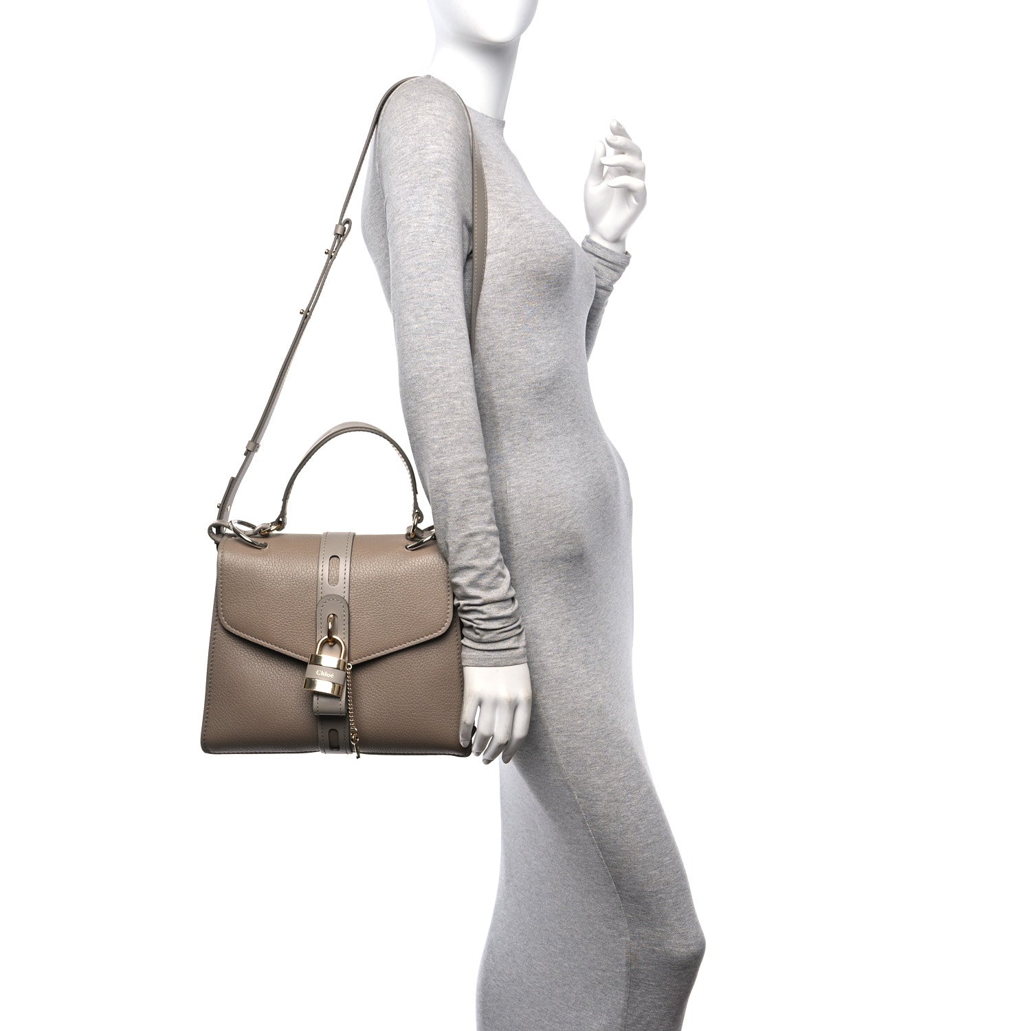 Chloe Shiny Grained Calfskin Medium Aby Day Shoulder Bag Motty Grey 2 of 11
