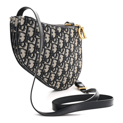 Christian Dior Oblique Saddle Pouch With Strap Navy Blue 3 of 12