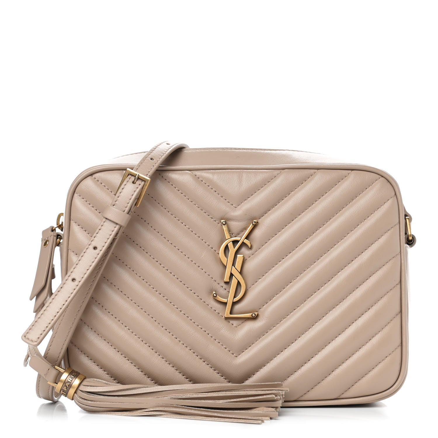Saint Laurent Calfskin Matelasse Monogram Lou Camera Bag Dark Beige 1 of 5