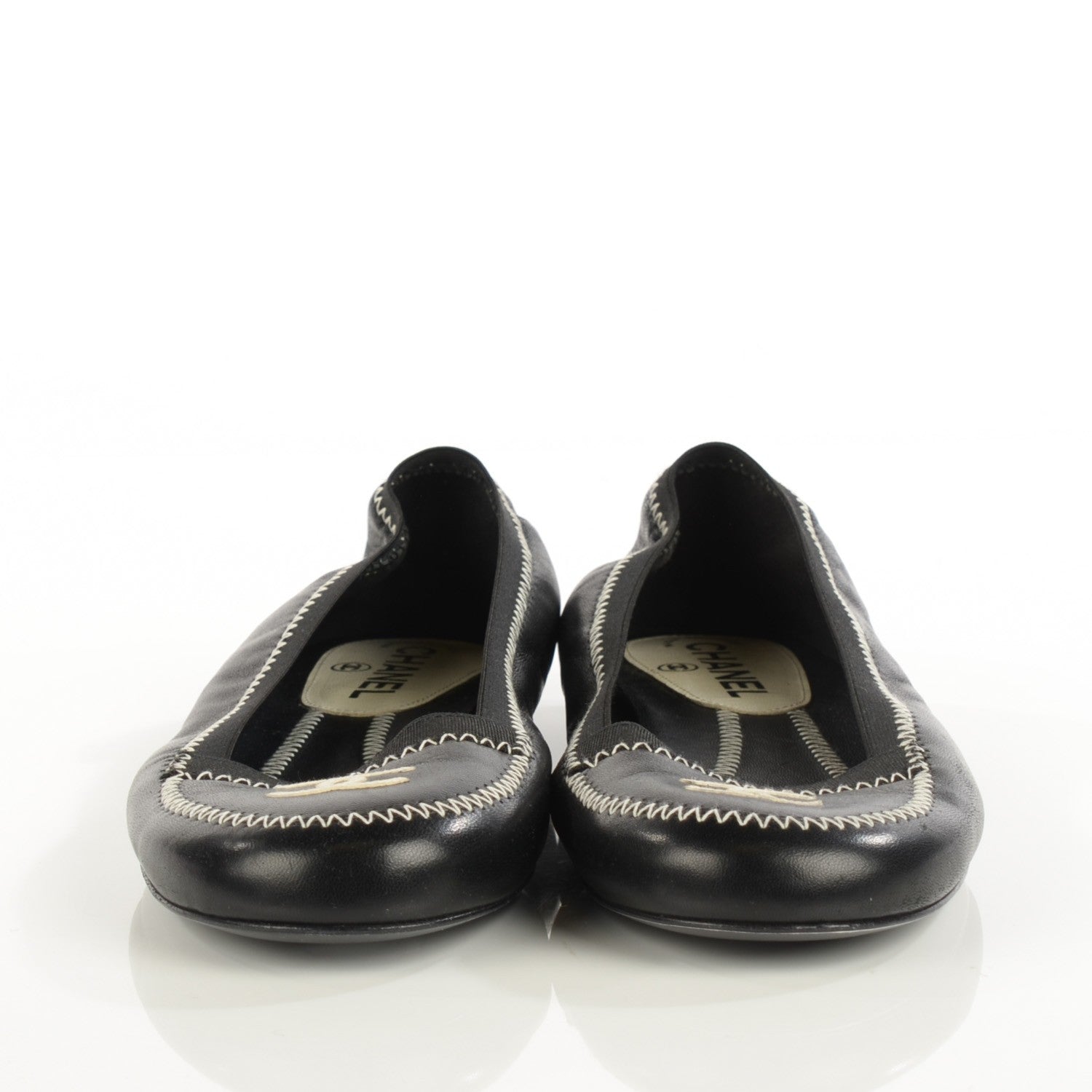 Chanel Lambskin Elastic Mocassin CC Flats 38 Black 2 of 6