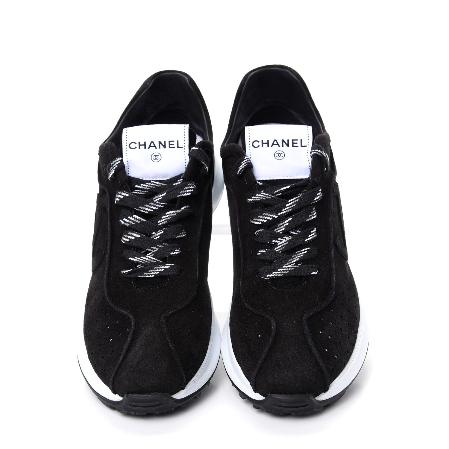 Chanel Suede Goatskin CC Sneakers 41 Black 5 of 10