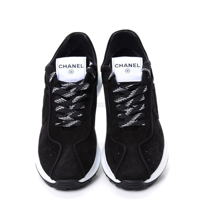 Chanel Suede Goatskin CC Sneakers 41 Black 5 of 10