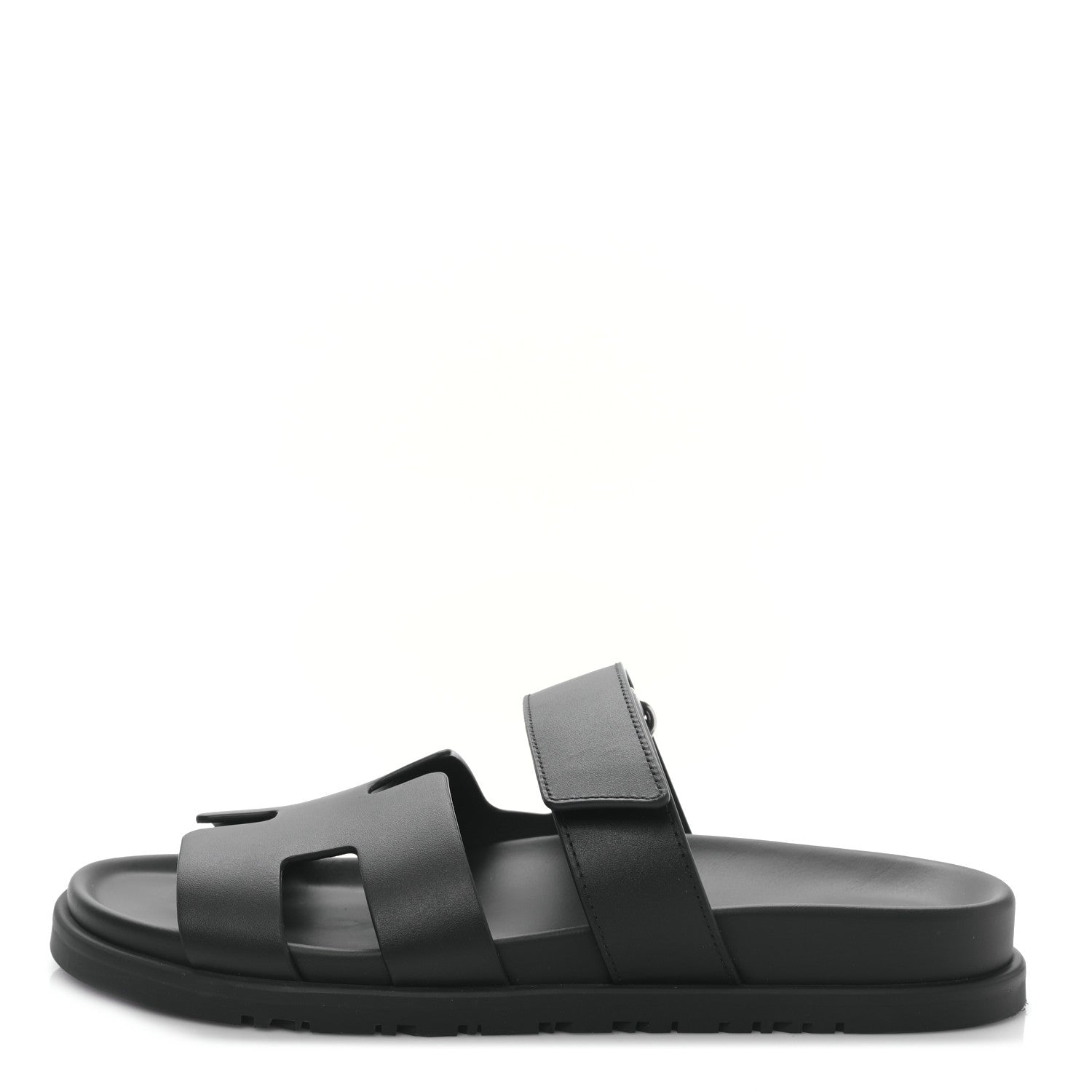 Hermes Calfskin Womens Chypre Sandals 38 Black 1 of 8