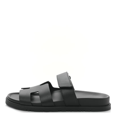 Hermes Calfskin Womens Chypre Sandals 38 Black 1 of 8