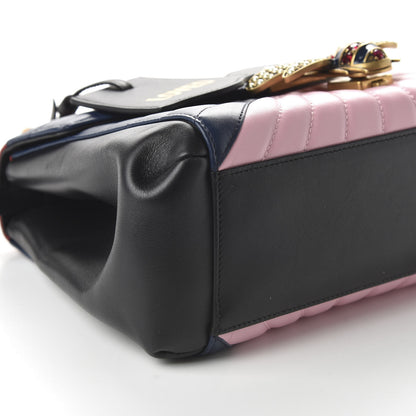 Gucci Calfskin Bamboo Trapuntata Queen Margaret Top Handle Bag Blue Agata Hibiscus Red Mystic White Sugar Pink 11 of 22